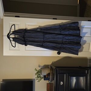Lulu's Vacay Babe Navy Blue Striped Halter Maxi Dress size medium NWT